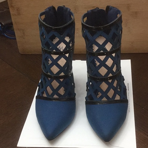 Madison Shoes - Women’s Blue Cage Booties heels